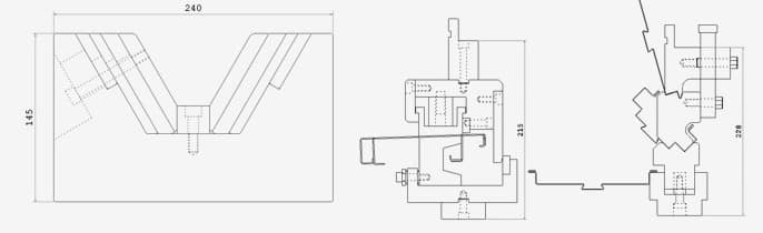 Disegni tecnici di matrici per presse